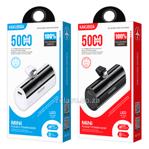 Kakusiga KSC-1075 Mini 5000mAh Pocket Power Bank – Compact. Fast. Powerful Designed for modern, on-the-go lifestyles