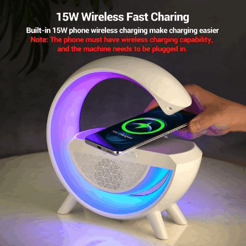 3-in-1 Bluetooth Speaker Lamp with Wireless Charging