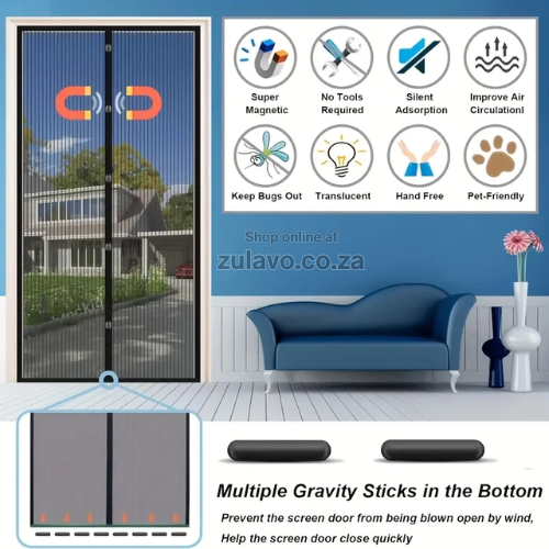 Magic Mesh Hands-Free Magnetic Screen Door – Keep Fresh Air In and Bugs Out! Automatically sealing shut behind you with powerful magnets,