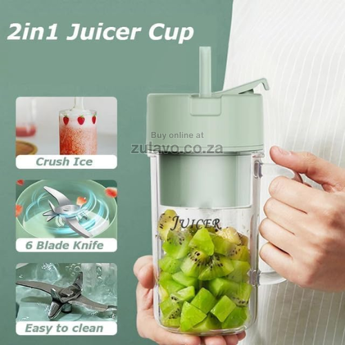 Portable USB Rechargeable Crusher Juicer Cup – Fresh Juice Anytime, Anywhere Designed for modern lifestyles, this 2-in-1 juicer