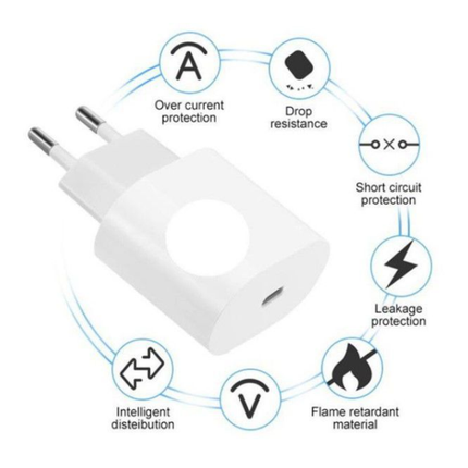 25W PD USB-C Fast Charging Wall Adapter with Type-C to Lightning Cable