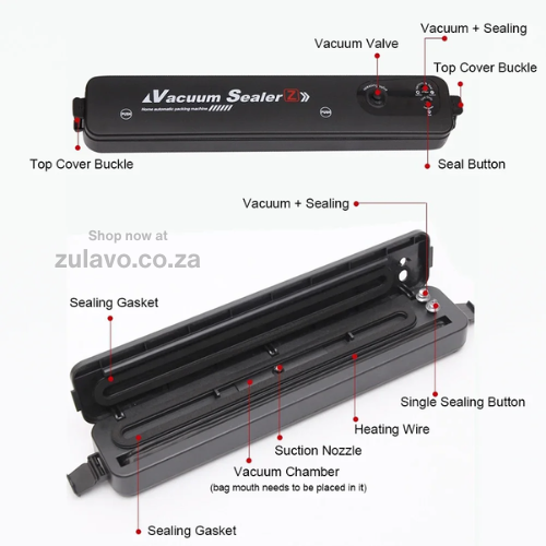 Vacuum Sealer Machine – Food Preservation System with Strong Suction & Heat Sealing Designed to keep your groceries fresh up to 8× longer.