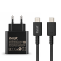 iBest 35W PD Dual Port USB-C & USB-A Fast Charging Adapter with USB-C to USB-C 5A Cable – Black