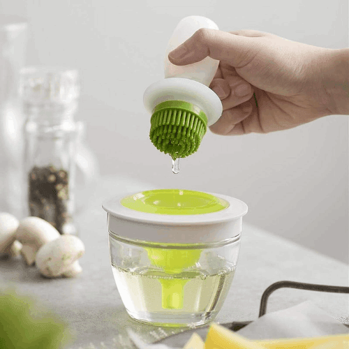Chef’s Basting Set Dip + Go | Heat Resistant Silicone Oil Brush & Glass Jar