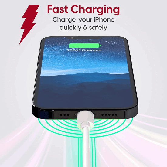 USB-A to Lightning Charging Cable & Data Cable for iphone s, Super Fast Charging 6A,  – 1 m For iPhone