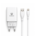 SIALKO 2.4A USB wall charger with Lightning cable. Compact EU plug charging kit for compatible Lightning devices - White