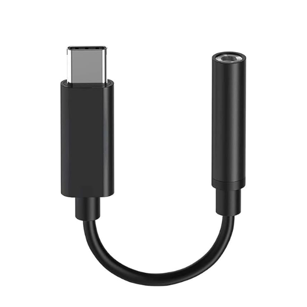 Type-C to 3.5mm Audio Jack Adapter Compatible USB-C Headphone & AUX Converter Black