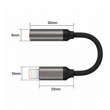 Yesido Lightning to 3.5mm Headphone Jack Adapter Compatible with Lightning Devices, Braided Audio Converter Cable – Grey