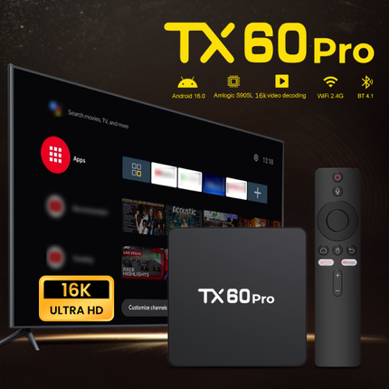 TX60 Pro 16K Android 16.0 TV Box 16GB+256GB with Remote