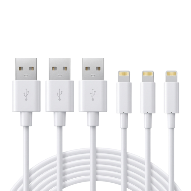 USB-A to Lightning Fast Charging Cable 1 Metre – 3 Pack