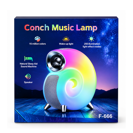 Conch Music Lamp Wireless Bluetooth Speaker RGB Light F-666  White