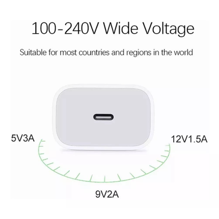 25W USB-C Fast Charging Wall Adapter Compatible With Samsung Android iPhone White
