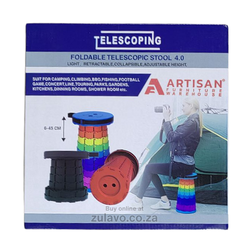 Foldable Telescopic Stool 4.0 – Portable, Adjustable, and Built for Every Adventure! Giving you instant seating whether you’re camping, fishing, hiking, or waiting in long queues.