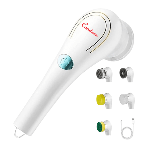 Condere 360° Electric Cleaning Brush with 5 Heads Cordless Handheld for Kitchen – Deep Clean Smarter, Not Harder!