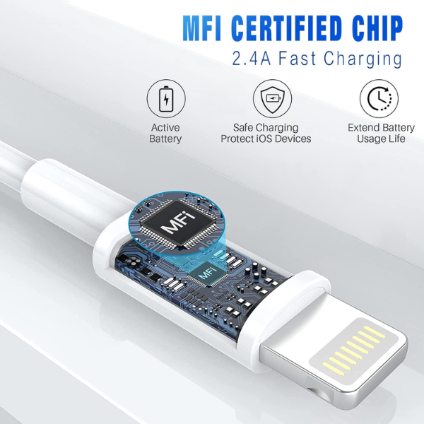 iPhone USB Charging Cable Compatible for iPhone 5, 6, 7, 8 & X - Pack of 3