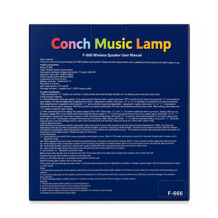 Conch Music Lamp Wireless Bluetooth Speaker RGB Light F-666  White