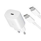 25W USB-C Fast Charging Wall Adapter with USB-C to USB-C Cable Compatible with Samsung and USB-C Devices – White EU Plug