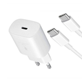 25W USB-C Fast Charging Wall Adapter with USB-C to USB-C Cable Compatible for Samsung & USB-C Devices – White EU Plug