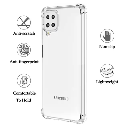 Samsung Galaxy A12 Compatible Clear Shock Resistant Armor Case TPU PC