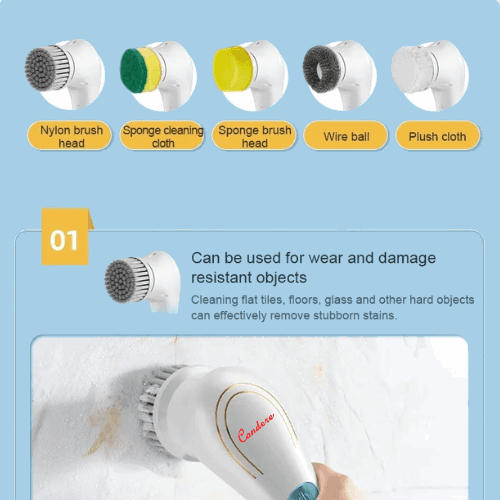 Condere 360° Electric Cleaning Brush with 5 Heads Cordless Handheld for Kitchen – Deep Clean Smarter, Not Harder!