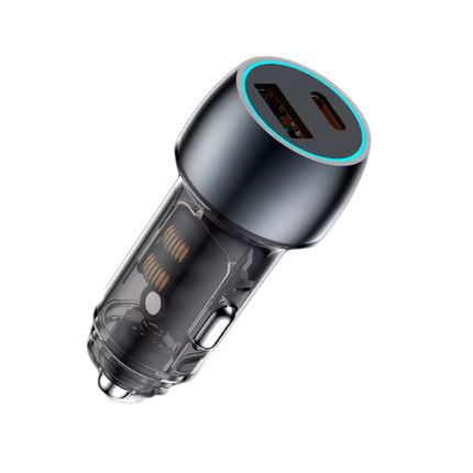 38W Dual Port Fast Car Charger USB-C PD & QC3.0 Compatible with iPhone, Samsung & Android Black