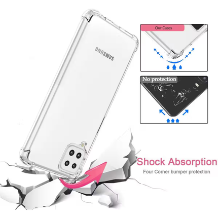 Samsung Galaxy A12 Compatible Clear Shock Resistant Armor Case TPU PC