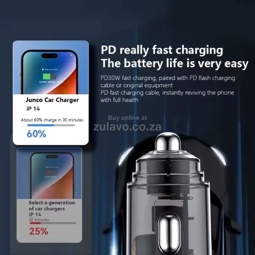 REGRSI CAR-E33 48W USB + Type-C Super Fast Car Charger Adapter Truly fast, efficient, and intelligent in-car charging.