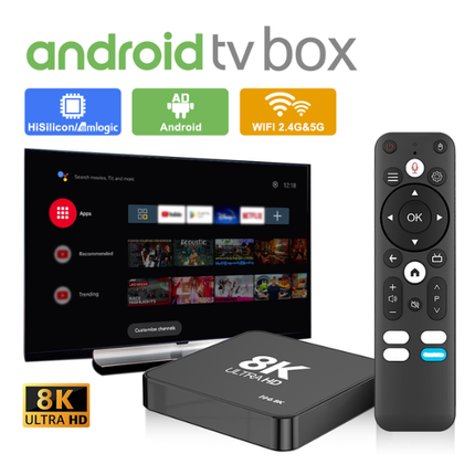 i96 8K Android 15 TV Box 16GB+128GB with Remote Control