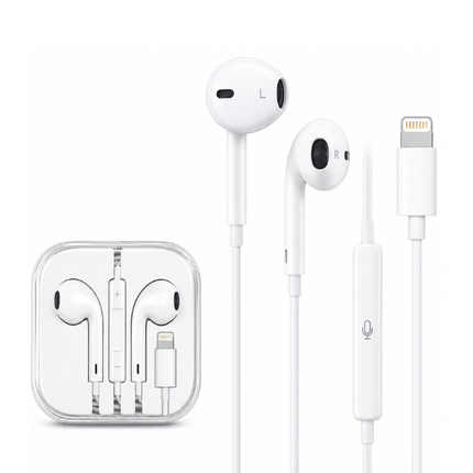 iPhone Compatible Wired Earphones with Built-in Microphone & Volume Control White