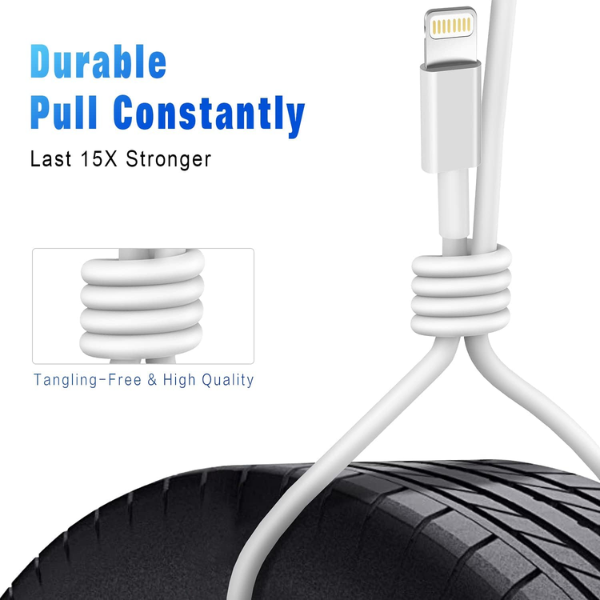 iPhone USB Charging Cable Compatible for iPhone 5, 6, 7, 8 & X - Pack of 3