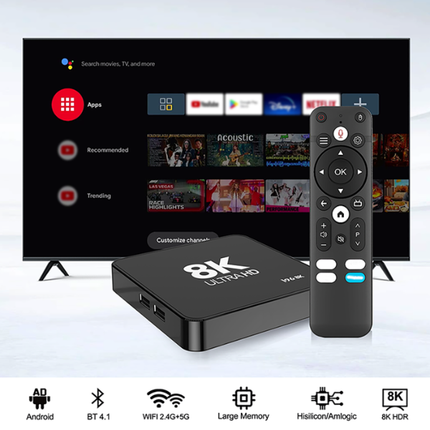 i96 8K Android 15 TV Box 16GB+128GB with Remote Control