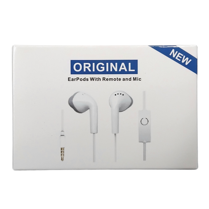 3.5mm Wired Earphones with Remote and Microphone Compatible Devices – White