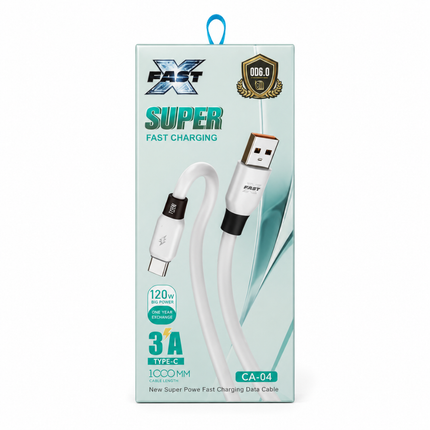 FAST CA-04 USB-A to USB-C Fast Charging Cable 1M 3A 120W Data Transfer Cable - White