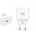 QA-07 USB-C PD wall charger with 2.4A output. Compact single-port charging adapter suitable for compatible USB-C devices - White
