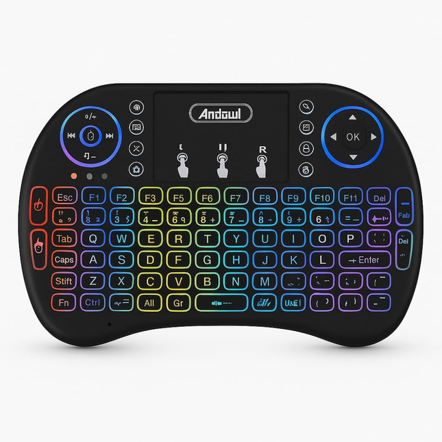 Andowl Q-K07 Intelligent Multifunctional 7-Color RGB Wireless Mini Keyboard with Touchpad