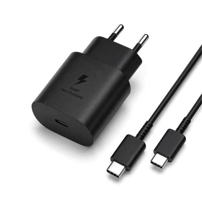 45W USB-C PD Fast Charging Travel Adapter with USB-C to USB-C 5A Cable – Black