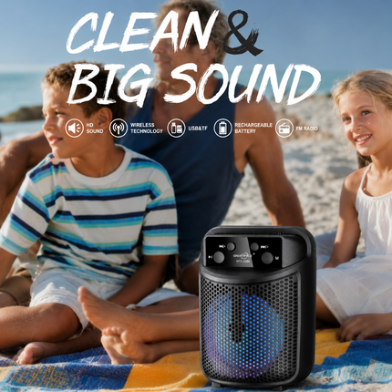 GREATNICE GTS-2288 3 Inch Wireless Speaker with LED Light and FM Radio Black