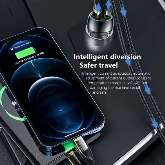 38W Dual Port Fast Car Charger USB-C PD & QC3.0 Compatible with iPhone, Samsung & Android Black