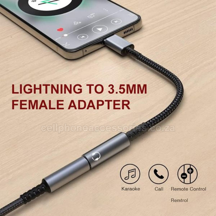 LDNIO LS-Y801 Lightning to 3.5mm Female Audio Adapter Cable Compatible with iPhone, iPad and Lightning Devices - Grey