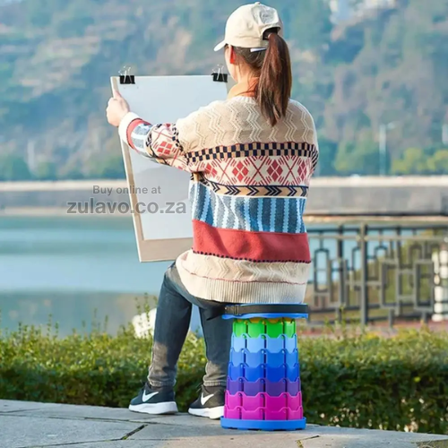 Foldable Telescopic Stool 4.0 – Portable, Adjustable, and Built for Every Adventure! Giving you instant seating whether you’re camping, fishing, hiking, or waiting in long queues.