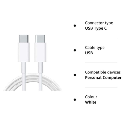 Type-C to Type-C Fast Charging Cable 5A 1M Compatible USB-C Cable Pack of 3