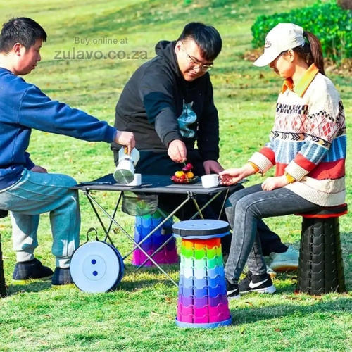 Foldable Telescopic Stool 4.0 – Portable, Adjustable, and Built for Every Adventure! Giving you instant seating whether you’re camping, fishing, hiking, or waiting in long queues.