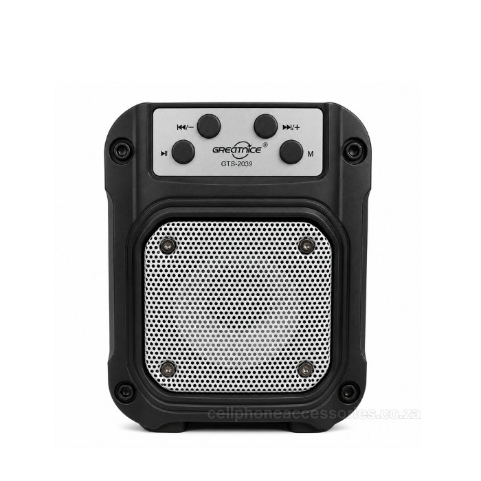 GREATNICE GTS-2039 Wireless Speaker with Solar Charging, 3 Inch Portable Rechargeable Speaker, USB & TF Card Playback, FM Radio, Colourful LED Light, Audio Speaker - Black