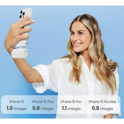 KAKUSIGA 5000mAh Mini Pocket Power Bank with Built-In Lightning Connector White