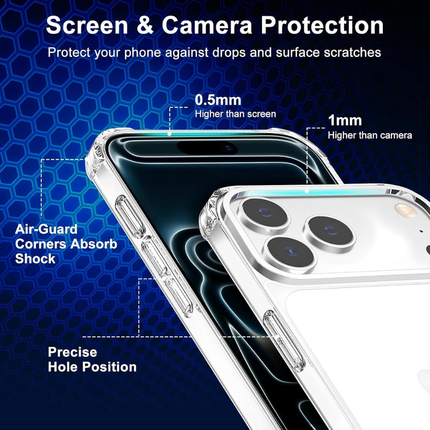 iPhone 17 Pro Max 6.9 Inch Compatible Clear TPU Phone Case Shockproof Transparent