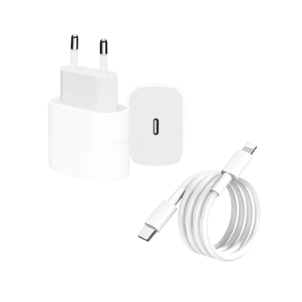20W USB-C Fast Charging Wall Adapter with USB-C to Lightning Cable – White EU Plug