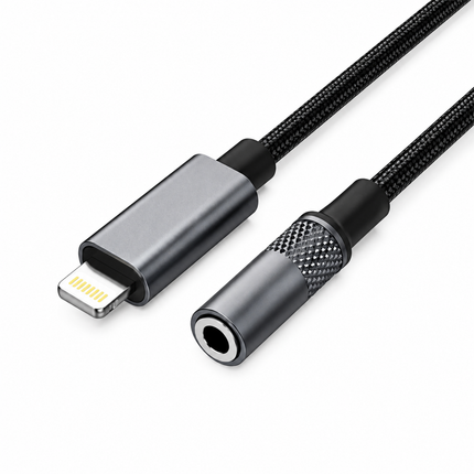 LDNIO LS-Y801 Lightning to 3.5mm Female Audio Adapter Cable Compatible with iPhone, iPad and Lightning Devices - Grey