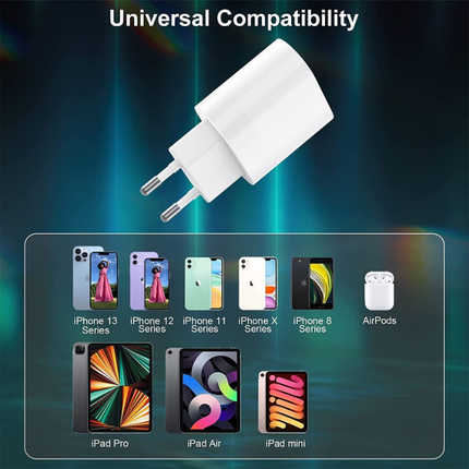 20W USB-C Fast Charging Wall Adapter with USB-C to Lightning Cable – White EU Plug