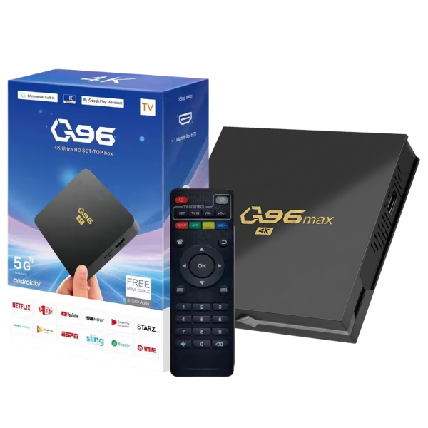 Q96 Max Android 15.0 Smart TV Box 4K Ultra HD Compatible Media Player – Black