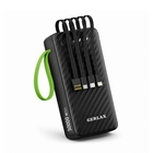 30000mAh Gerlax P322 Power Bank with 4 Built-In Cables and Flashlight Black